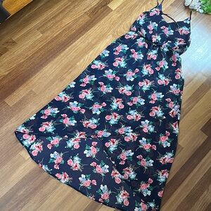 Floral Sleeveless Maxi Dress - Black and Pink